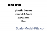 Plastic beams 250x0.5 mm, 10 pcs