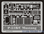 Photo-etched parts: Photoetched set 1/48 P-51 B/C, for ICM kit, Eduard, Scale 1:48