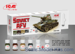 ICM3006 Acrylic paints set for Soviet armored vehicles, 6 pcs