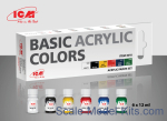 Acrylic paints set of basic acrylic colors, 6 pcs