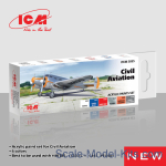 ICM3055 Acrylic paints set for Civil Aviation, 6 pcs