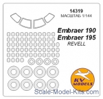 Decals / Mask: Mask for Embraer 190/195 + wheels, Revell kit, KV Models, Scale 1:144