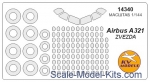 KVM14340 Mask 1/144 for Аirbus A 321 + wheels masks for Zvezda kit