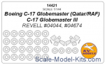 KVM14421 Mask 1/144 for Boeing C-17 Globemaster (Qatar/RAF)/C-17 Globemaster III and wheels masks (Revell)