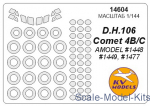 Decals / Mask: Mask for DH.106 Comet B/C (with side windows on fuselage) and wheels masks (Amodel), KV Models, Scale 1:144