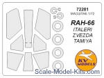 KVM72281 Mask 1/72 for RAH-66 Comanche + wheels masks (Double sided) for Italeri, Zvezda, Tamiya kits