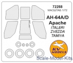 KVM72288 Mask for AH-64A/D Apache and wheels masks (Italeri)