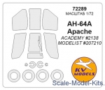 KVM72289 Mask for AH-64A Apache and wheels masks (Academy)