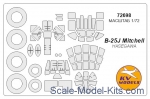 KVM72698 Mask for B-25J Mitchel + wheels, Hasegawa kit