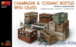 MA35575 Champagne & Cognac bottles w/сrates