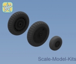 NS32032-a Wheels set for Focke-Wulf 190 A/F/G late disk with Dunlop early main tire (tread)