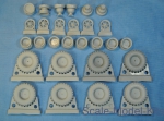 NS35030 Set of wheels, front and rear hubs, 8 pcs. YA-190 tyres for KrAZ-214 (Roden model kit)