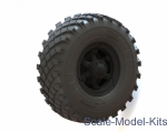 Set of wheels, front and rear hubs, 8 pcs. YA-190 tyres for KrAZ-214 (Roden model kit)