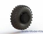 Set of wheels, front and rear hubs, 8 pcs. YA-190 tyres for KrAZ-214 (Roden model kit)