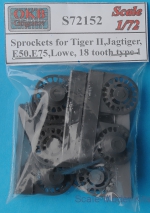 Detailing set: Sprockets for Tiger II,Jagtiger,E50,E75,Lowe, 18 tooth, type 1 (8 per set), OKB Grigorov, Scale 1:72