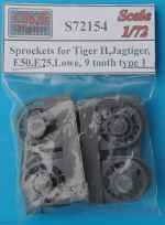 Detailing set: Sprockets for Tiger II,Jagtiger,E50,E75,Lowe, 9 tooth type 1 (8 per set), OKB Grigorov, Scale 1:72
