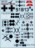 Decals / Mask: Decal for Heinkel He-51, Print Scale, Scale 1:72