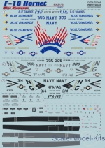 Decals / Mask: Decal for fighter F-18 Hornet, Part 1, Print Scale, Scale 1:72