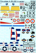 Decals / Mask: Douglas A-26 Invader, Print Scale, Scale 1:72