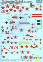 Decals / Mask: Decal 1/72 for Yakovlev Yak-9, Part 2, Print Scale, Scale 1:72