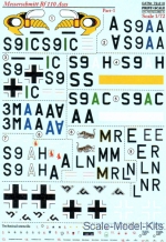 Decals / Mask: Decal for Messerschmitt Bf 110 Aces, Print Scale, Scale 1:72