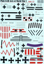 Decals / Mask: Decal for Pfalz D.III Aces of World War I, Print Scale, Scale 1:72