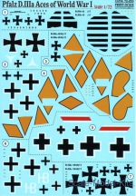 Decals / Mask: Decal for Pfalz D.IIIa Aces of World War I, Print Scale, Scale 1:72