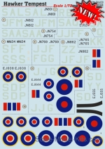 Decals / Mask: Decal for Hawker Tempest, Print Scale, Scale 1:72