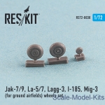 Detailing set: Wheels set for Yak-7/9, La-5/7, Lagg-3, I-185, Mig-3 (for ground airfields) (1/72), Reskit, Scale 1:72