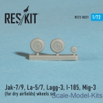 Detailing set: Wheels set for Yak-7/9, La-5/7, Lagg-3, I-185, Mig-3 (for dry airfields) (1/72), Reskit, Scale 1:72