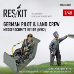 Pilots: German pilot & land crew Messerschmitt Bf.109 (WW2), Reskit, Scale 1:48