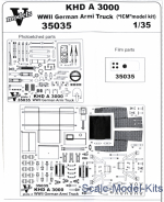 Detailing set: Photoetched set of details for KHD A3000 WWII German Army Truck (ICM model kit), Vmodels, Scale 1:35